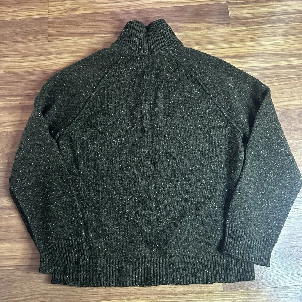Banana Republic Sweater Mens Large Green Donagal 1/4 Zip Wool Cashmere Winter